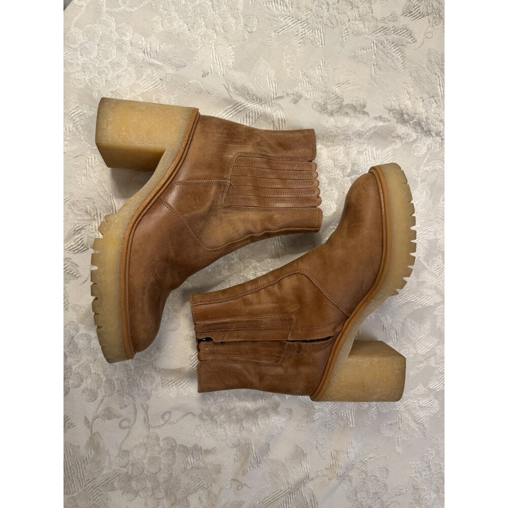 Free People Women's James Chelsea Boot Brown Leather Block Heel Platform 39/8.5 - Picture 8 of 16